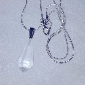 Boho hippie Quartz Crystal Sterling silver 16" Necklace